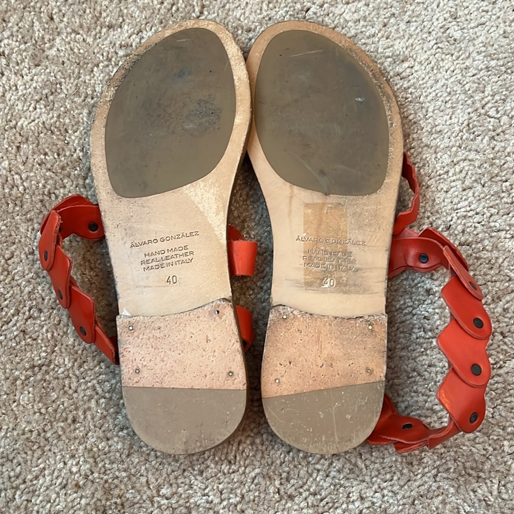 Red Heart Leather Sandals - Made in Italy Sandals US 10 - EU 40 - Picture 6 of 7